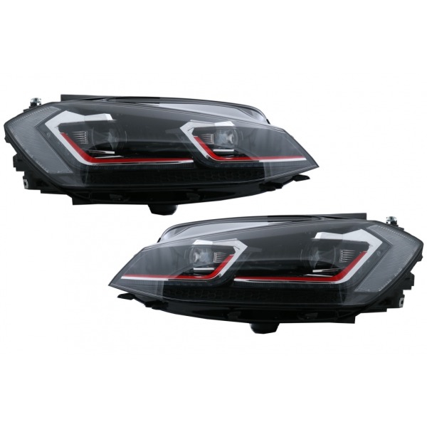 GoldCar Faros LED compatibles con VW Golf 7.5 VII (2017 en adelante) GTI Look con luces de giro dinámicas secuenciales