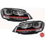 GoldCar Faros delanteros RHD 3D LED DRL adecuados para VW Golf 7 VII (2012-2017) ROJO R20 GTI Look LED Luces de giro secuenciales dinámicas fluidas