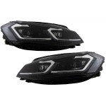 GoldCar Faros LED RHD compatibles con VW Golf 7.5 VII Facelift (2017 en adelante) con luces de giro dinámicas secuenciales
