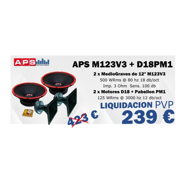 Sistema Completo 2 MedioGraves M123V3 + 2 Motores D18PM1