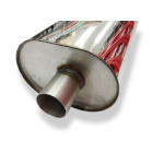 Fox Exhaust Silenciador ovalado universal sin tubo de escape - dimensiones 585 211x145 mm, d1Ø 50 mm, longitud: 420 mm - Imagen 2