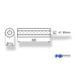 Fox Exhaust Silenciador redondo universal sin adaptador - Desarrollo 355 Ø 114 mm, d1Ø 88,9 mm, Longitud: 420 mm