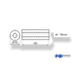 Fox Exhaust Silenciador redondo universal sin adaptador - Desarrollo 466 Ø 150 mm, d1Ø 76 mm -, Longitud: 420 mm
