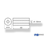 Fox Exhaust Silenciador redondo universal sin adaptador - Desarrollo 556 Ø 176 mm, d1Ø 50 mm, Longitud: 420 mm -Ø 176 mm