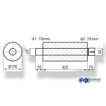 Fox Exhaust Silenciador redondo universal con espiga - desarrollo 556 Ø 176 mm, d1Ø 70 mm d2Ø 70,5 mm, longitud: 420 mm