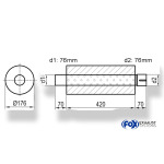 Fox Exhaust Silenciador redondo universal con espiga - desarrollo 556 Ø 176 mm, d1Ø 76 mm d2Ø 76,5 mm, longitud: 420 mm