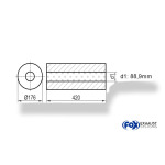 Fox Exhaust Silenciador redondo universal sin adaptador - Desarrollo 556 Ø 176 mm, d1Ø 80 mm, Longitud: 420 mm -Ø 176 mm