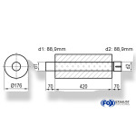 Fox Exhaust Silenciador redondo universal con espiga - Desarrollo 556 Ø 176 mm, d1Ø 88,9 mm exterior - d2Ø 88,9 mm interior - Longitud: 420 mm