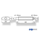 Fox Exhaust Silenciador ovalado universal con espiga - dimensiones 558 235 x 97 mm, d1Ø 55 mm d2Ø 55,5 mm, longitud: 420 mm