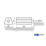 Fox Exhaust Silenciador trapezoidal universal sin tubo de conexión - dimensiones 644, 220x161 mm, d1Ø 50 mm, longitud: 420 mm