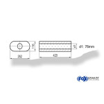 Fox Exhaust Silenciador ovalado universal sin tubo de escape - dimensiones 650 262x116 mm, d1Ø 76 mm, longitud: 420 mm