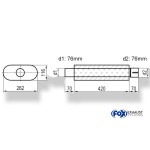 Fox Exhaust Silenciador ovalado universal con espiga - dimensiones 650 262x116 mm, d1Ø 76 mm d2Ø 76,5 mm, longitud: 420 mm
