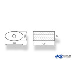 Fox Exhaust Silenciador ovalado universal sin espiga - dimensiones 818 356x160 mm, d1Ø 101,6 mm, longitud: 420 mm