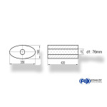 Fox Exhaust Silenciador ovalado universal sin espiga - dimensiones 818 356x160 mm, d1Ø 76 mm, longitud: 420 mm