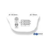 Fox Exhaust Silenciador redondo universal de doble flujo con manguera - desarrollo 466 Ø150mm, d1Ø 63,5mm d2Ø 55mm, longitud: 420mm
