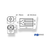 Fox Exhaust Silenciador ovalado universal de doble flujo con manguera - dimensiones 585 211x145 mm, d1Ø 70 mm d2Ø 63,5 mm, longitud: 420 mm