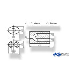 Fox Exhaust Silenciador ovalado universal de doble flujo con manguera - dimensiones 618 236 x 150 mm, diámetro exterior d1Ø 101,6 mm - diámetro exterior d2Ø 2 x 80 mm, longitud: 420 mm