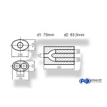 Fox Exhaust Silenciador ovalado universal de doble flujo con manguera - dimensiones 618 x 236 x 150 mm, d1Ø 70 mm, d2Ø 63 mm, longitud: 420 mm