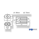 Fox Exhaust Silenciador ovalado universal de doble flujo con manguera - dimensiones 618 236 x 150 mm, diámetro exterior d1Ø 80 mm - diámetro exterior d2Ø 2 x 70 mm, longitud: 420 mm