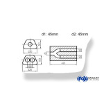 Fox Exhaust Silenciador trapezoidal universal de doble flujo con manguera - Def. 644 220x161mm, d1Ø 45mm d2Ø 45mm, Longitud: 420mm