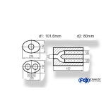 Fox Exhaust Silenciador ovalado universal de doble flujo con manguera - dimensiones 754 278x192 mm, d1Ø 101,6 mm d2Ø 80 mm, longitud: 420 mm