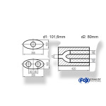 Fox Exhaust Silenciador ovalado universal de doble flujo con manguera - dimensiones 818 356x160 mm, d1Ø 101,6 mm d2Ø 80 mm, longitud: 420 mm