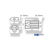 Fox Exhaust Silenciador ovalado universal de doble flujo con manguera - dimensiones 818 356 x 160 mm, d1Ø 45 mm d2Ø 40 mm, longitud: 420 mm