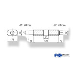 Fox Exhaust Silenciador ovalado universal con cámara y boquilla - Def. 450 173x98mm, d1Ø 70mm (exterior), d2Ø 70mm (interior), Longitud: 420mm