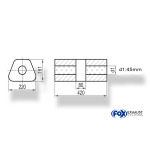 Fox Exhaust Silenciador trapezoidal universal sin espiga, con cámara - Def. 644 220x161mm, d1Ø 45mm, Longitud: 420mm