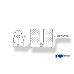 Fox Exhaust Silenciador triangular universal sin espiga, con cámara - Def. 725 191x252mm, d1Ø 45mm, Longitud: 420mm