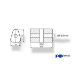 Fox Exhaust Silenciador triangular universal sin tubo, con cámara - Def. 725 191x252mm, d1Ø 55mm, Longitud: 420mm