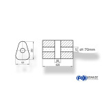 Fox Exhaust Silenciador triangular universal sin espiga, con cámara - Def. 725 191x252mm, d1Ø 70mm, Longitud: 420mm