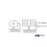 Fox Exhaust Silenciador ovalado universal sin espiga, con cámara - Def. 754 278x192mm, d1Ø 55mm, Longitud: 420mm