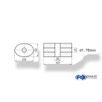 Fox Exhaust Silenciador ovalado universal sin espiga, con cámara - Def. 754 278x192mm, d1Ø 76mm, Longitud: 420mm