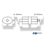 Fox Exhaust Silenciador ovalado universal con cámara y boquilla - Deviation 754, 278x192 mm, d1Ø 88,9 mm (exterior), d2Ø 88,9 mm (interior), Longitud: 420 mm
