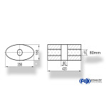 Fox Exhaust Silenciador ovalado universal sin espiga, con cámara - 818 mm de diámetro, 356 x 160 mm, d1Ø 80 mm, longitud: 420 mm