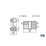 Fox Exhaust Silenciador ovalado universal de doble flujo con cámara - desarrollo 618 236x150mm, d1Ø 80 mm d2Ø 70mm, longitud: 420mm - variante 1