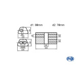 Fox Exhaust Silenciador trapezoidal universal de doble flujo con cámara - Def. 644 220x161mm, d1Ø 80mm d2Ø 70mm, Longitud: 420mm - Variante 1