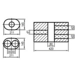 Fox Exhaust Silenciador ovalado universal de doble flujo con cámara - Def. 585 211x145mm, d1Ø 76mm d2Ø 63,5mm, Longitud: 420mm - Variante 2