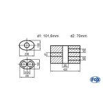 Fox Exhaust Silenciador ovalado universal de doble flujo con cámara - Def. 618 236x150mm, d1Ø 101,6mm d2Ø 70mm, Longitud: 420mm - Variante 2
