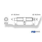 Fox Exhaust Silenciador redondo universal con cámara y boquilla - Deviation 314 Ø 100 mm, d1Ø 63,5 mm (exterior), d2Ø 64 mm (interior), Longitud: 420 mm