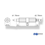 Fox Exhaust Silenciador redondo universal con cámara + boquilla - Def. 390 Ø 125 mm, d1Ø 76 mm (exterior), d2Ø 76 mm (interior), Longitud: 420 mm