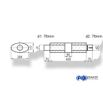 Fox Exhaust Silenciador ovalado universal con cámara y boquilla - Def. 525 204x117mm, d1Ø 76mm (exterior), d2Ø 76mm (interior), Longitud: 420mm