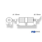 Fox Exhaust Silenciador redondo universal con cámara + boquilla - Deviation 556 Ø 176 mm, d1Ø 55 mm (exterior), d2Ø 55 mm (interior), Longitud: 420 mm