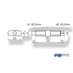 Fox Exhaust Silenciador ovalado universal con cámara y boquilla - Deviation 558 235x97mm, d1Ø 63,5mm (exterior), d2Ø 63,5mm (interior), Longitud: 420mm