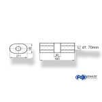 Fox Exhaust Silenciador ovalado universal sin tubo, con cámara - Def. 585 211x145mm, d1Ø 70mm (exterior), Longitud: 420mm