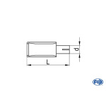 Fox Exhaust Tubo roscado tipo 59 izquierdo con abrazadera, simple - 145x65 mm trapezoidal enrollado/biselado/sin absorbedor - L_ (mm) y d_ (mm interior) son flexibles - debe especificarse - L mínimo 170 mm y máximo 500 mm