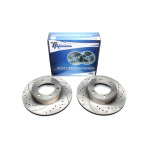 Juego de discos de freno TA Technix Sport, eje delantero, apto para Toyota Land Cruiser 90 / 4 Runner (EVOBS2339P)