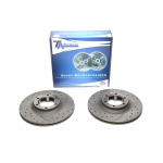 Juego de discos de freno TA Technix Sport, eje delantero, apto para Mitsubishi Pajero I / Pajero I Canvas (EVOBS2350P)
